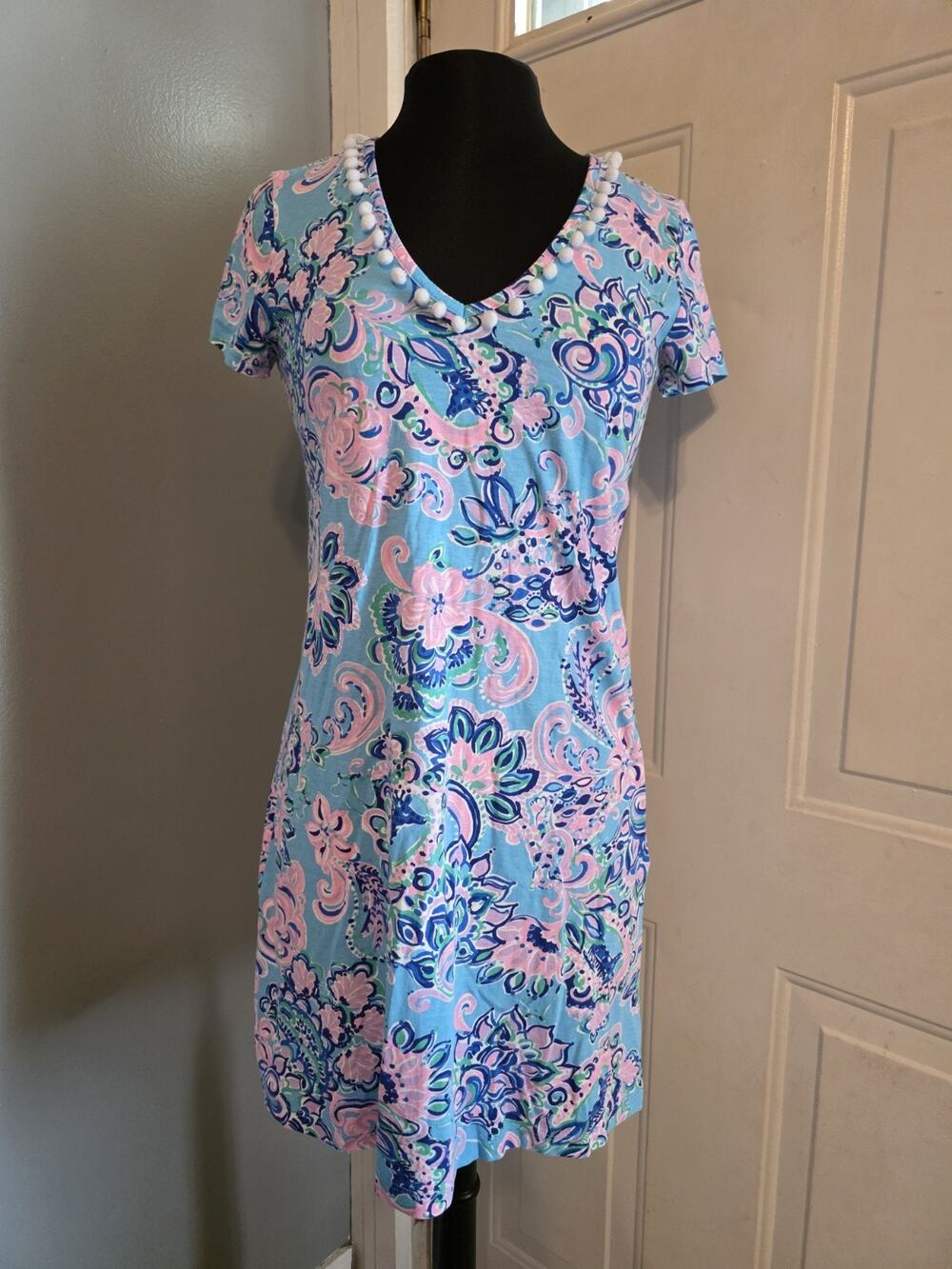 Lilly Pulitzer Etta Dress Blue Horizon Jungle Sunrise Floral Tropical Vacation S